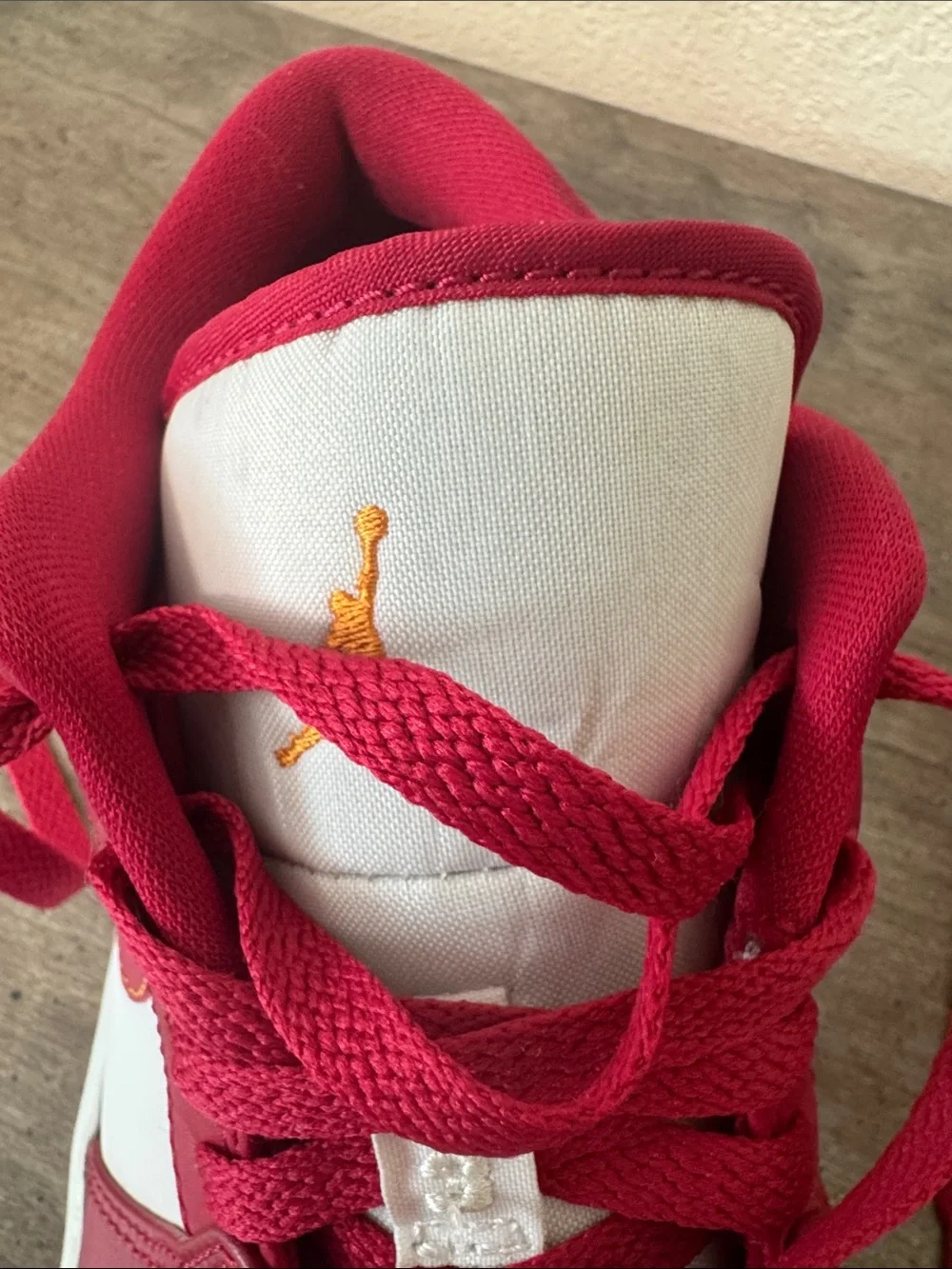 Jordan Red, White & Gold Low-Top Sneakers
